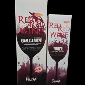 Rude Skincare Red Red Wine Foaming Cleanser and Toner- New in Box - Red